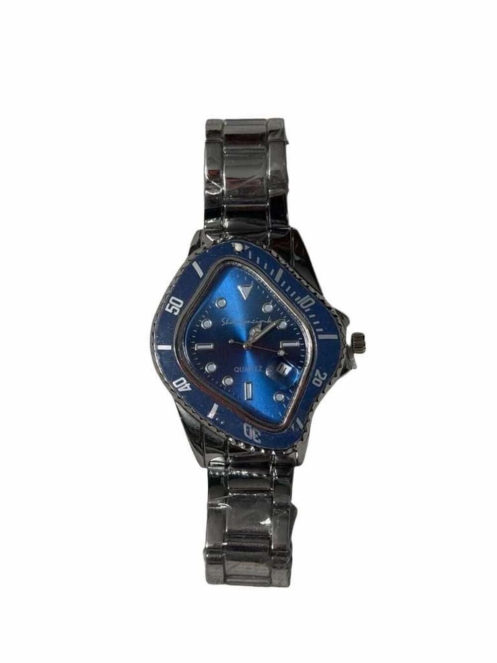 Y2K Wavy Melting Shape Blue Dial Quartz Stainless Steel Watch